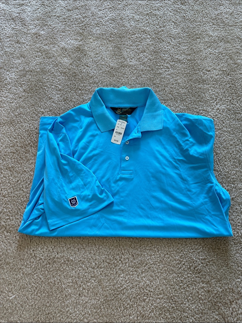 Brooks Brothers Men's Polo in Bright Aqua Blue with Contrast Collar